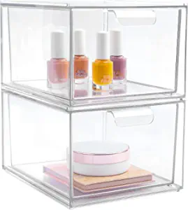 Photo 1 of 2 Pack Stackable Makeup Organizer Storage Drawers, Vtopmart 4.4'' Tall Acrylic Bathroom Organizers?Clear Plastic Storage Bins For Vanity, Undersink, Kitchen Cabinets, Pantry Organization and Storage