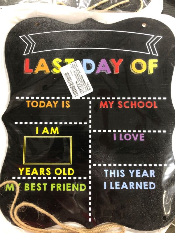 Photo 1 of First & Last Day School Board Sign - 10’’ x 12’’ First Day School Chalkboard - 1st Day Back to School Board Milestone Sign Photo Prop for Kids Boys Girls - Double-Sided & Reusable - Frame Style…
