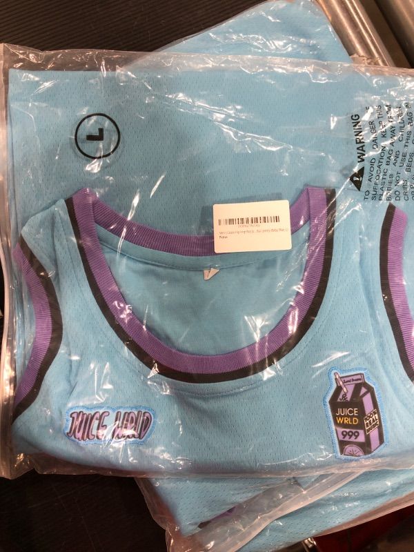 Photo 1 of best Jersey Men's 90s Theme Party Short Sleeve Globe Hip-Hop Rap 999 Baby Blue
