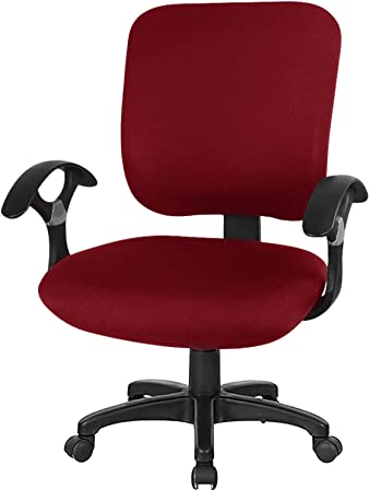 Photo 1 of Office Chair Cover, 2pcs Computer Chair Slipcovers for Universal Rotating Chair Washable Spandex Desk Chair Cover
red 