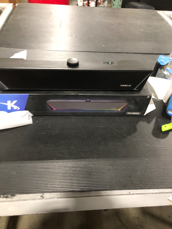 Photo 1 of Bluetooth Speakers, KMOUK Speakers Computer Sound Bar, Dynamic LED Gaming PC Soundbar with Microphone, HiFi Stereo PC Speakers, 3.5mm AUX-in USB Powered Speakers for PC, Desktop Soundbar for PC/Laptop Black