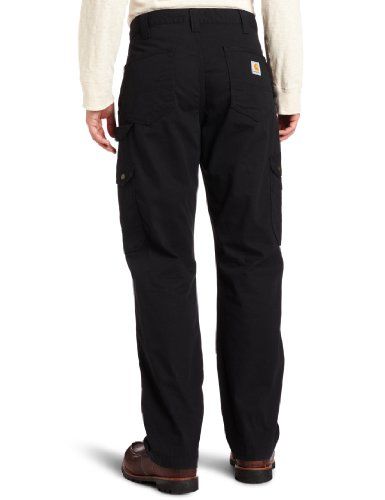 Photo 1 of Carhartt Men's 32 in. X 32 in. Black Cotton Ripstop Relaxed Fit Work Pant
