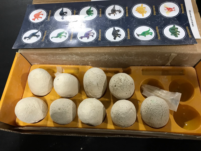 Photo 2 of Dig a Dozen Dino Egg Dig Kit - Egg Dinosaur Toys for Kids 3-12 Year Old - 12 Easter Eggs & Surprise Dinosaurs. Science STEM Activities - Educational Boy Toy Party Gifts for Boys & Girls Ages 3-5 5-7
USED / 3 EGGS ARE MISSING