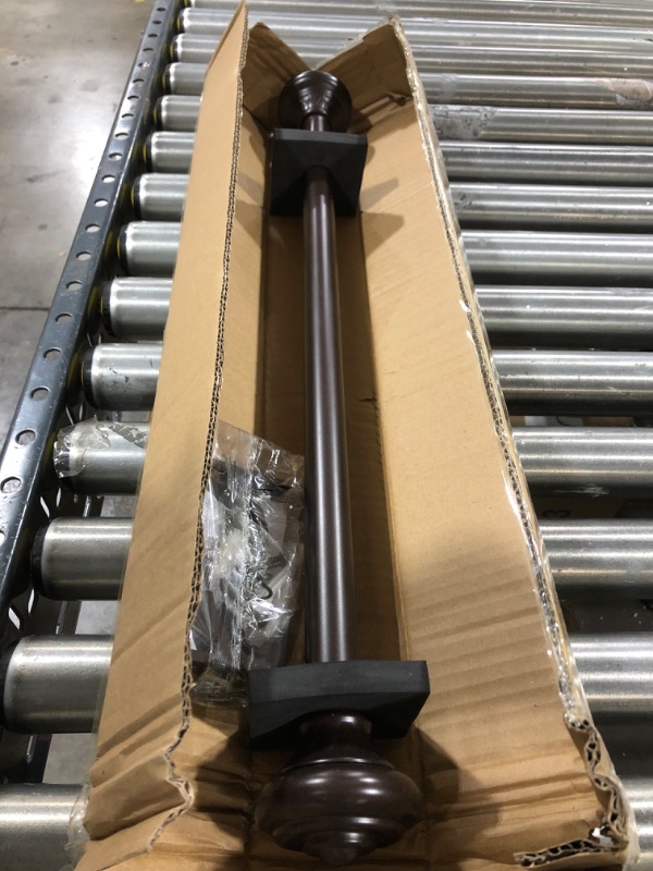 Photo 1 of  1" Window Treatment Curtain Rod with Decorative Pattern Urn Finials, Adjustable Length 18-36", Bronze Bronze 18-36"