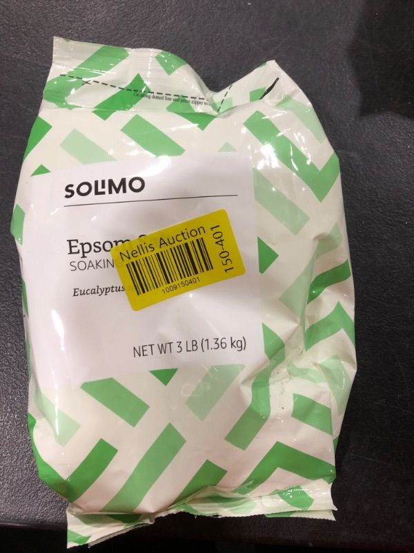 Photo 2 of Amazon Brand - Solimo Epsom Salt Soaking Aid, Eucalyptus Scented, 3 Pound 3 Pound (Pack of 1)