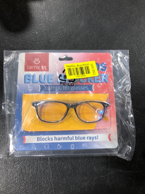 Photo 2 of Blue Light Blocking Glasses Girls & Boys | Anti Eyestrain Blue Light Glasses Kids Computer Gaming Glasses (Ages 3-10) | Flexible Blue Square Frames with Yellow Temples Video Phone Screen Eyeglasses