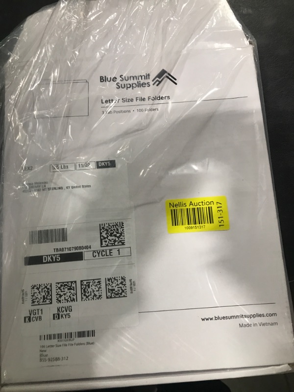 Photo 1 of File Folder, 1/3 Cut Tab, Letter Size, Blue, Great for Organizing and Easy File Storage, 100 Per Box