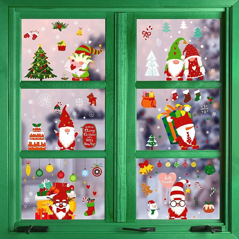 Photo 2 of Christmas Window Clings, 9 Sheets 150pcs 