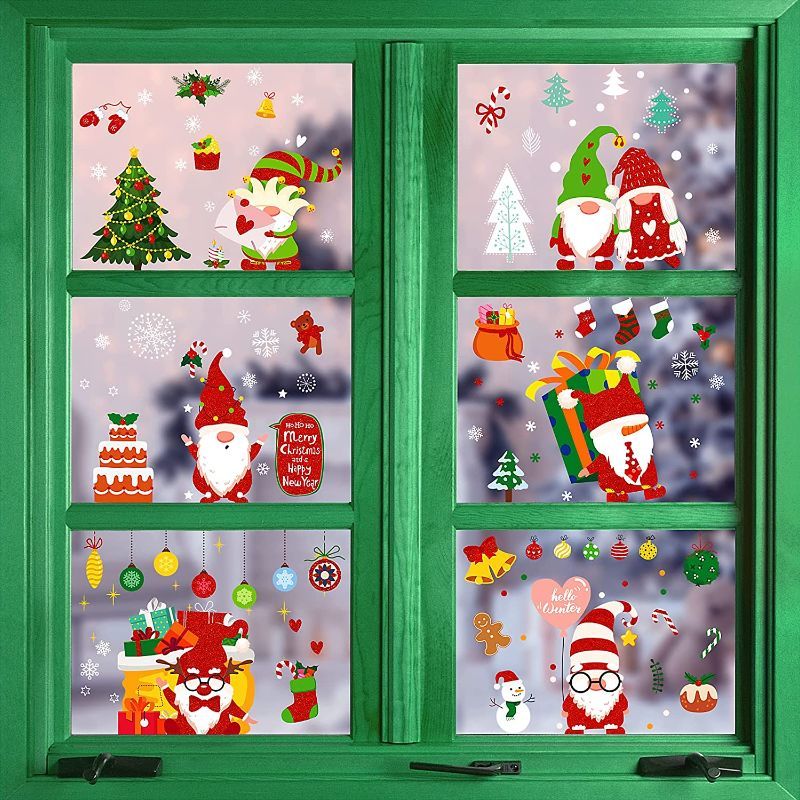 Photo 1 of Christmas Window Clings, 9 Sheets 150pcs 