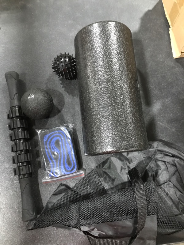 Photo 2 of 6 in1 Foam Roller Set, Trigger Point Foam Roller, Yoga Stick, Massage Ball, Fixation Ball, Fitness Stretching Strap, Carrying Bag, Towel, Massage Roller for Deep Muscle Massa