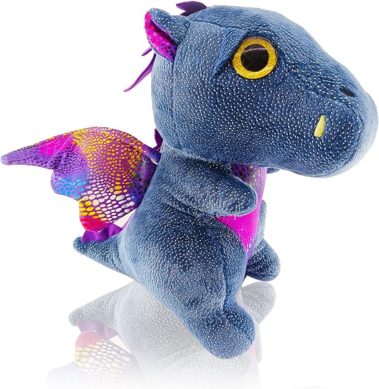 Photo 1 of 1 Pcs Dinosaur Animal Stuffed Plush Toy,9 Inch Cute Sparkle Wings Shape Dinosaur Dragon Doll, Halloween Christmas Birthday Gifts for Kids (Purple)