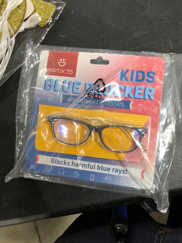 Photo 2 of Blue Light Blocking Glasses Girls & Boys | Anti Eyestrain Blue Light Glasses Kids Computer Gaming Glasses (Ages 3-10) | Flexible Blue Square Frames with Yellow Temples Video Phone Screen Eyeglasses