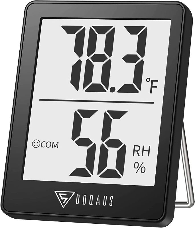 Photo 2 of DOQAUS Digital Hygrometer Indoor Thermometer Humidity Meter Room Thermometer with 5s Fast Refresh Accurate Temperature Humidity Monitor for Home, Bedroom, Baby Room, Office, Greenhouse, Cellar (Black)
