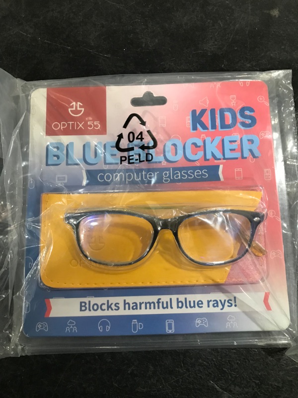 Photo 2 of Blue Light Blocking Glasses Girls & Boys | Anti Eyestrain Blue Light Glasses Kids Computer Gaming Glasses (Ages 3-10) | Flexible Blue Square Frames with Yellow Temples Video Phone Screen Eyeglasses