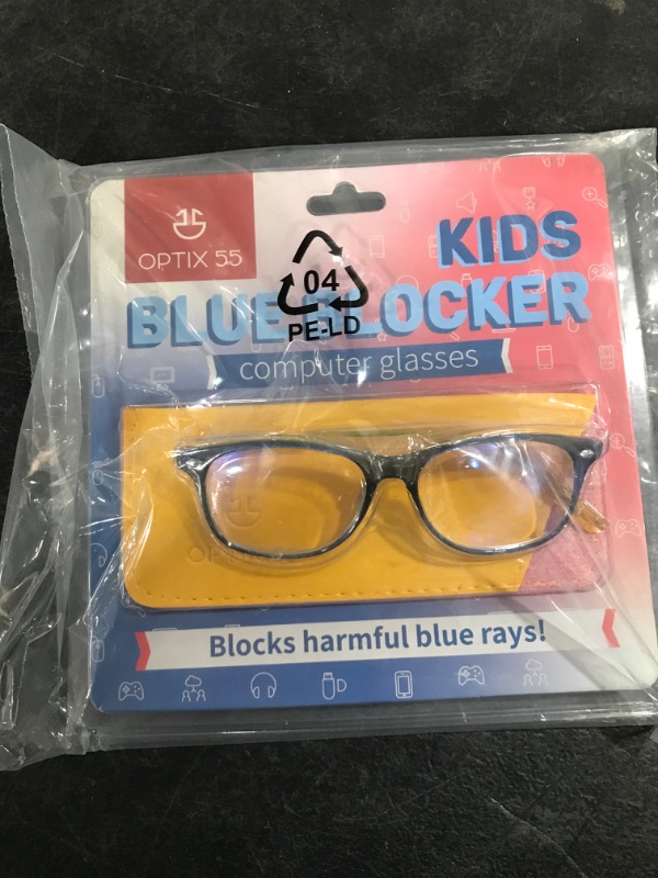 Photo 2 of Blue Light Blocking Glasses Girls & Boys | Anti Eyestrain Blue Light Glasses Kids Computer Gaming Glasses (Ages 3-10) | Flexible Blue Square Frames with Yellow Temples Video Phone Screen Eyeglasses