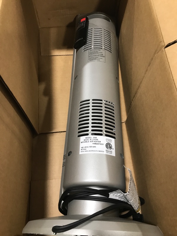 Photo 2 of **PARTS ONLY**Lasko 1500W Digital Ceramic Tower Electric Space Heater with Remote, 5586, Silver
