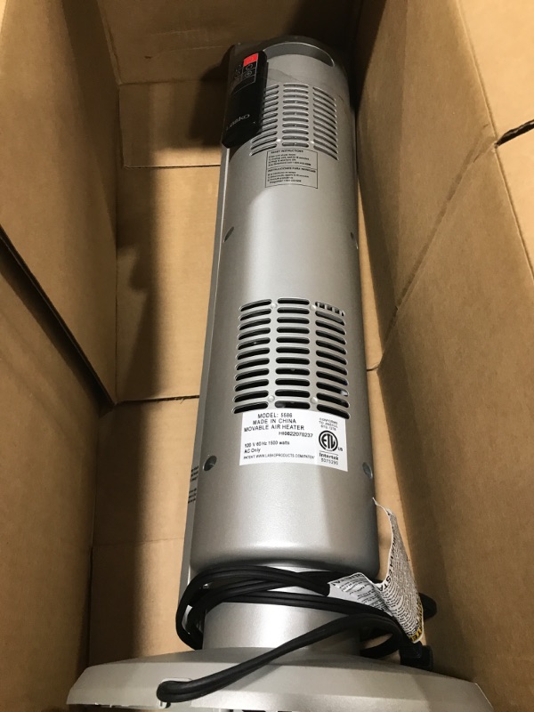 Photo 1 of **PARTS ONLY**Lasko 1500W Digital Ceramic Tower Electric Space Heater with Remote, 5586, Silver
