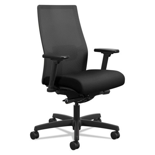 Photo 1 of HON Ignition 2.0 4-Way Stretch Mid-Back Mesh Task Chair, Supports Up to 300 lb, 17" to 21" Seat Height, Black