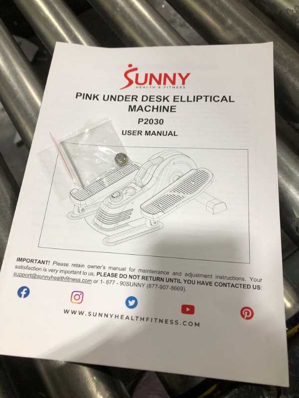 Photo 1 of  Sunny Health & Fitness Pink Under Desk Elliptical Machine - P2030 