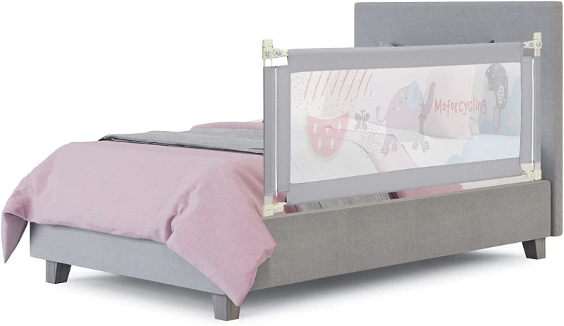 Photo 1 of BABY JOY Bed Rail for Toddlers, 57’’ Extra Long, Height Adjustable & Foldable Baby Bed Rail Guard w/ Breathable Mesh & Double Safety Child Lock for Kids Twin Double Full Size Queen King Mattress, Gray 