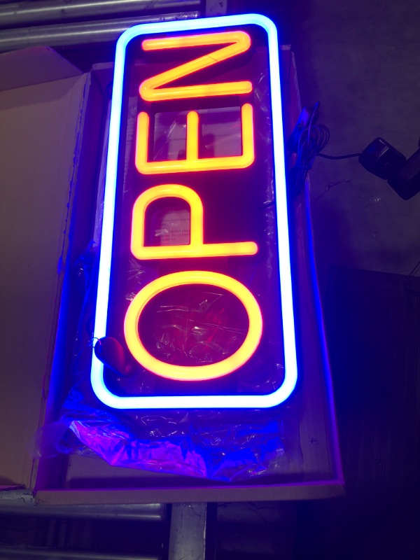 Photo 2 of MaxLit 21'' X 10'' New Ultra Bright LED Neon Sign - OPEN - Remote Controlled (Blue/Red)