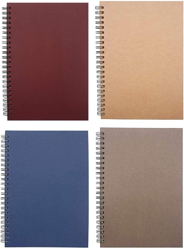 Photo 1 of 4pcs A5 Soft Cover Sketchbook and Spiral Notebook Journal , 120 pages Blank Sketch Book Pad Notebook Journal A5 Notebook Diary Notebook Notepads ,120Pages/ 60 Sheets (Blank-4pcs Brown,Red,Blue,Coffee)
