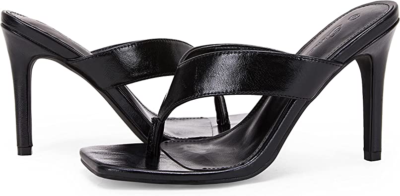 Photo 1 of 9.5 Womens Square Open Toe Heeled Sandals Flip Flop Thong Slides Stiletto Slip On Summer Sexy Dressy Shoes
