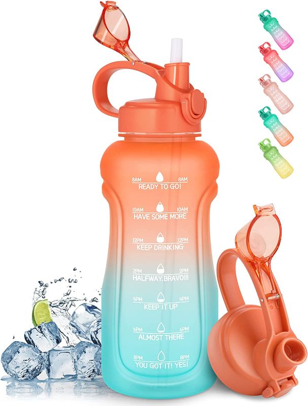 Photo 1 of 64 Oz Water Bottle with Time Marker & Fast Flow Spout BPA Free Water Jug with Flip Top for Kids School Gym Sports
