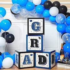 Photo 1 of 2022 Graduation Party Decorations 4 Pieces Graduation Balloon Boxes with GRAD and Congrats Letter Cap Graduation Decorations Class of 2022 Grad Party