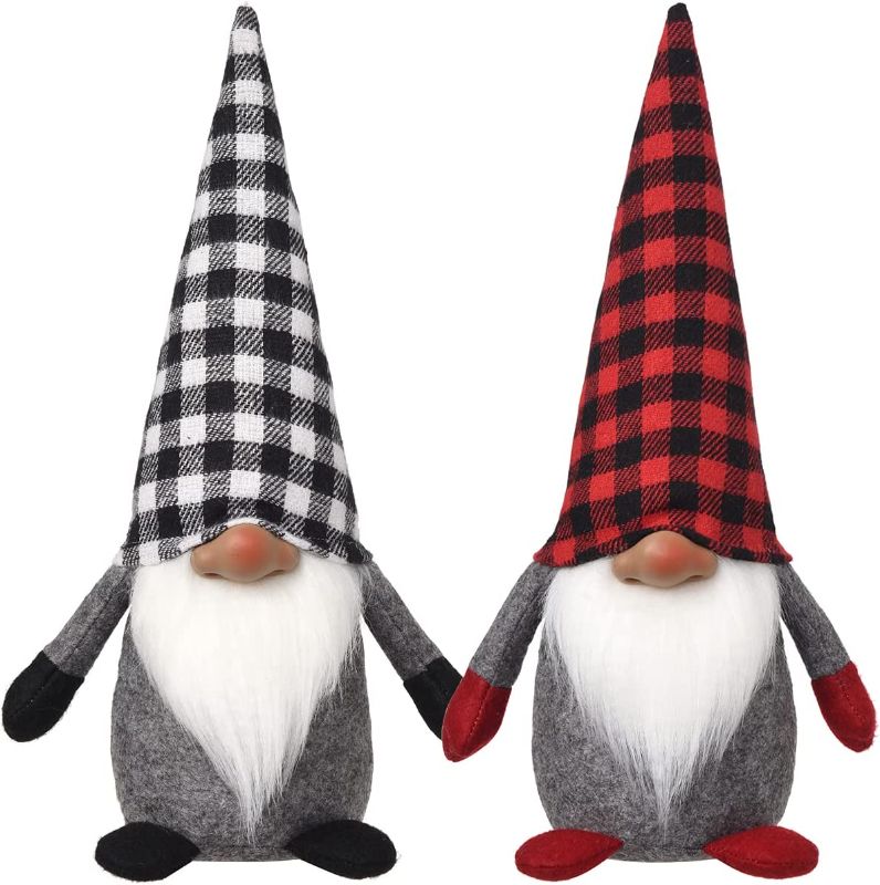 Photo 1 of 2 PCS Handmade Plush Gnomes Lattice Home Gnome Decoration Room Decor for All Seasons Decorate Living Room Kitchen Shelf Fireplace Windowsill Gnome Doll Figurine 12 Inches
