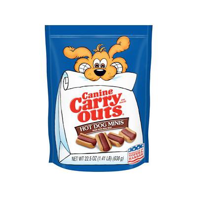 Photo 1 of 22.5 Ounce (Pack of 4) Canine Carry Outs Beef Flavor Hot Dog Minis Dog Treats BB 10 2023