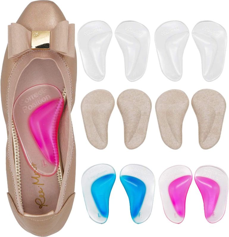 Photo 1 of 6 Pairs Gel Arch Support Pads High Heel Shoe Insoles for Plantar Fasciitis & Flat Feet, Foot Arch Inserts Cushions Men & Women, Adhesive Arch Pads for Relieve Pressure and Feet Pain https://a.co/d/goYxuFII