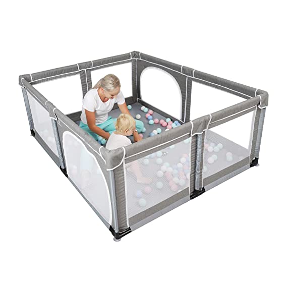 Photo 1 of  Baby Playpen, Extra Large Play Pens for Toddlers, Babys Fence Play Area, Indoor & Outdoor Playard for Babies Kids Activity Center with Gate, Sturdy Safety Play Yard with Soft Breathable Mesh / PLAYPEN IS SIMILAR TO STOCK PHOTO ITEM
