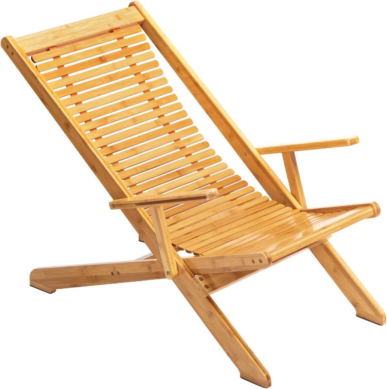 Photo 1 of AbocoFur Bamboo Folding Lounge Chair, Indoor&Outdoor Lazy Recliner with Armrest, Home Zero Gravity Chair for Lunch Break, Portable Chaise for Patio, Balcony, Garden https://a.co/d/aS1SDht