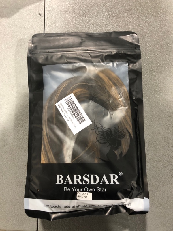 Photo 2 of BARSDAR 26 inch Ponytail Extension Long Straight Wrap Around Clip in Synthetic Fiber Hair for Women - Dark Brown mix Strawberry Blonde Unevenly Evenly
