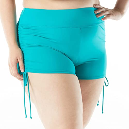 Photo 1 of BEACH HOUSE Plus Size Blake Adjustable Side Tie Swim Short — Modest Swimsuit Bottom, Jade 16W