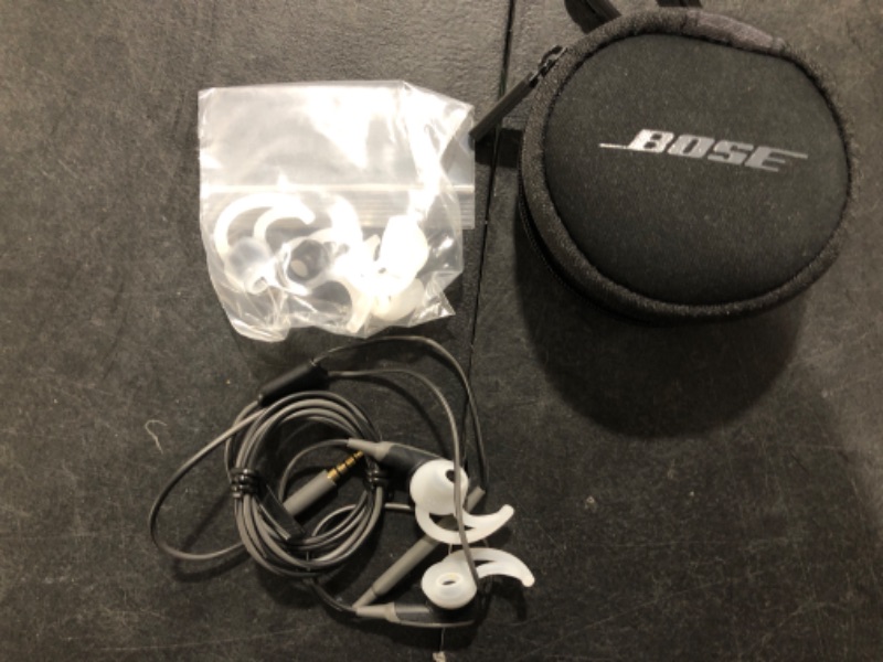 Photo 2 of Bose SoundSport, In-Ear Sports Headphones for Apple devices, (Water and Sweat Resistant Headphones), Charcoal Charcoal Apple