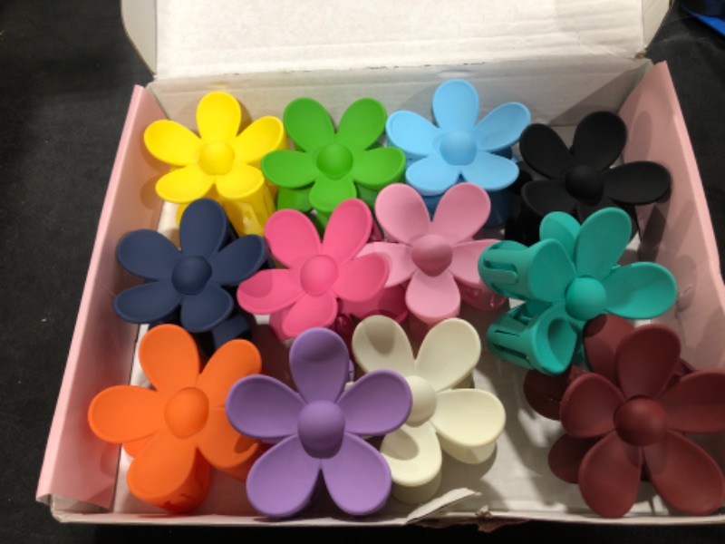 Photo 1 of 12 Pcs Flower Hair Clips, Nonslip Flower Hair Clip for Women Girls, 12 Colors Flower Claw Clips for Thick Hair, Strong Hold Flower Clips for Thin Hair