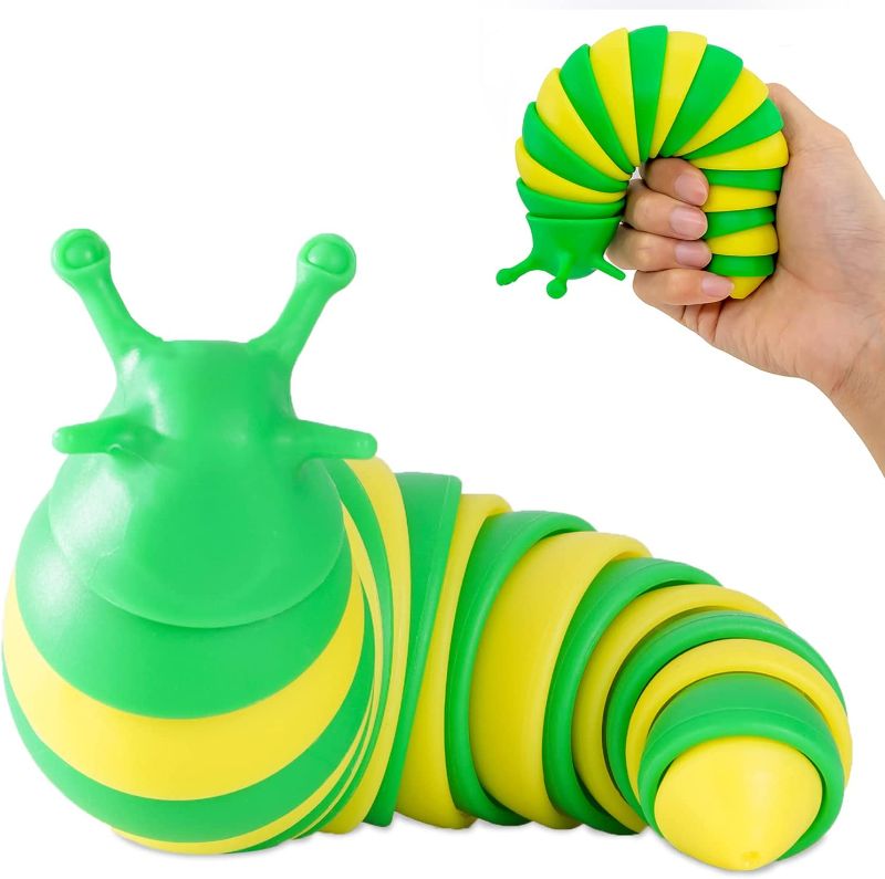 Photo 1 of Fidget Slug, 3D Printed Articulated Sensory Toys,Autism Sensory Toys , Fidget Toys for Adults, Help Relieve Stress, Anxiety, Tension | Promotes Focus, Clarity | Portable Design (Yellow/Green)