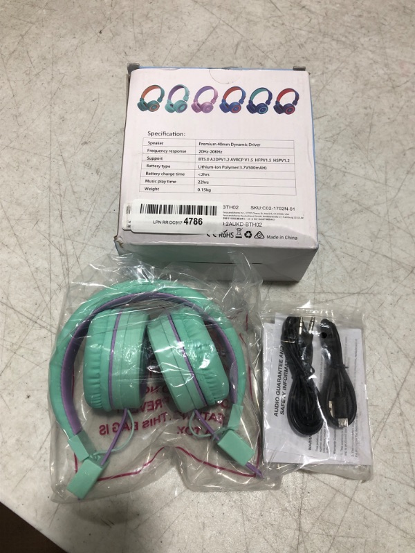 Photo 2 of Kids Bluetooth Headphones, iClever BTH02 Kids Headphones with MIC, 22H Playtime, Bluetooth 5.0 & Stereo Sound, Foldable, Adjustable Headband, Childrens Headphones for iPad Tablet School (Green) Green small