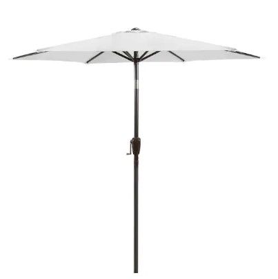 Photo 1 of 7.5 ft. Market Outdoor Patio Umbrella Table in Gray with Push Button Tilt and Crank
