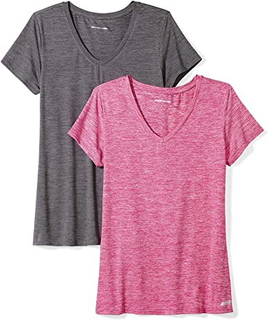 Photo 1 of Amazon Essentials Women's Tech Stretch Short-Sleeve V-Neck T-Shirt (Available in Plus Size), Multipacks Size XL
