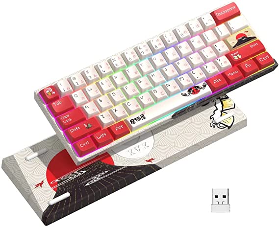 Photo 1 of HITIME XVX M61 60% Mechanical Keyboard Wireless, Ultra-Compact 2.4G Rechargeable Gaming Keyboard, RGB Backlit Ergonomic Keyboard for Windows Mac PC Gamers(Izakaya Theme, Gateron Yellow Switch)
