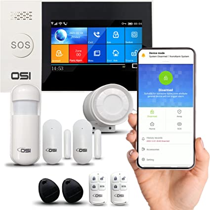 Photo 1 of ?OSI Wireless WiFi Smart Home Security DIY Alarm System - 8 Piece? DIY Home Wi-Fi Alarm Kit with Motion Detector,Notifications with app,Door/Window Sensor, Siren,Compatible with Alexa,NO Monthly Fees
