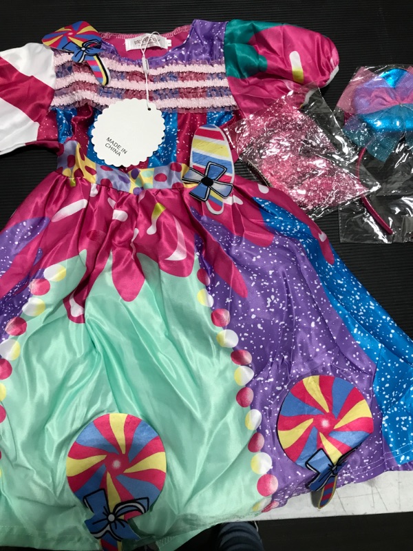 Photo 2 of Girls Candyland Rainbow Tulle Dresses Costume Birthday Pageant Dress Up with Headband (Lollipop Costume, 7-8 Years) Lollipop Costume 7-8 Years Size L