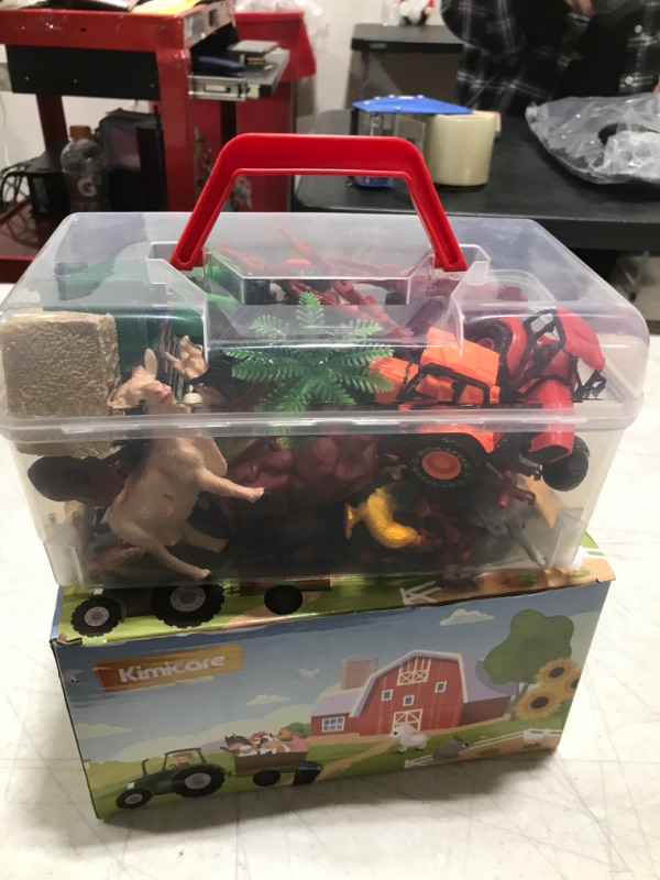 Photo 2 of 3 Pack Farm Toy Tractor with 40pcs Plastic Farm Animals Figurines and Fence Farm Playset, Farm Figures Farmer Vehicle Toy Truck with Trailer for 3-12 Years Old Kids Boys Girls Toddlers Farm Toys