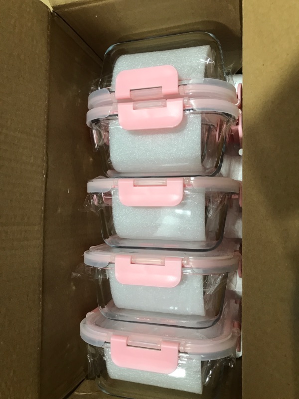 Photo 2 of [10 Pack] Glass Meal Prep Containers, Food Storage Containers with Lids Airtight, Glass Lunch Boxes, Microwave, Oven, Freezer and Dishwasher Safe Pink