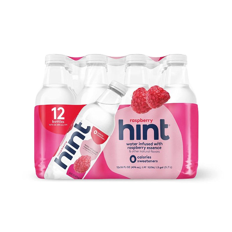 Photo 1 of Hint Water Raspberry (Pack of 12), 16 Ounce Bottles, Pure Water Infused with Raspberry, Zero Sugar, Zero Calories, Zero Sweeteners, Zero Preservatives, Zero Artificial Flavors
EXP 08/18/23