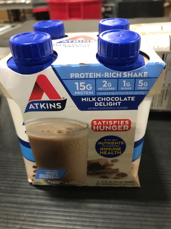 Photo 2 of Atkins Milk Chocolate Delight Protein-Rich Shake. Rich and Creamy with Protein. Keto-Friendly and Gluten Free, 11 Fl Oz (Pack of 4)
EXP 11/15/22