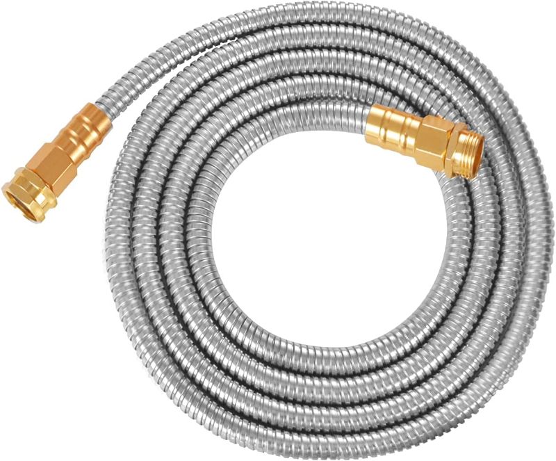 Photo 1 of 304 Stainless Steel Garden Hose, Lightweight Metal Hose, Guaranteed Flexible and Kink Free (10FT, Stainless)